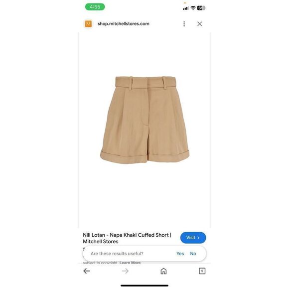NILI LOTAN Napa Khaki Cuffed Short - Picture 1 of 9